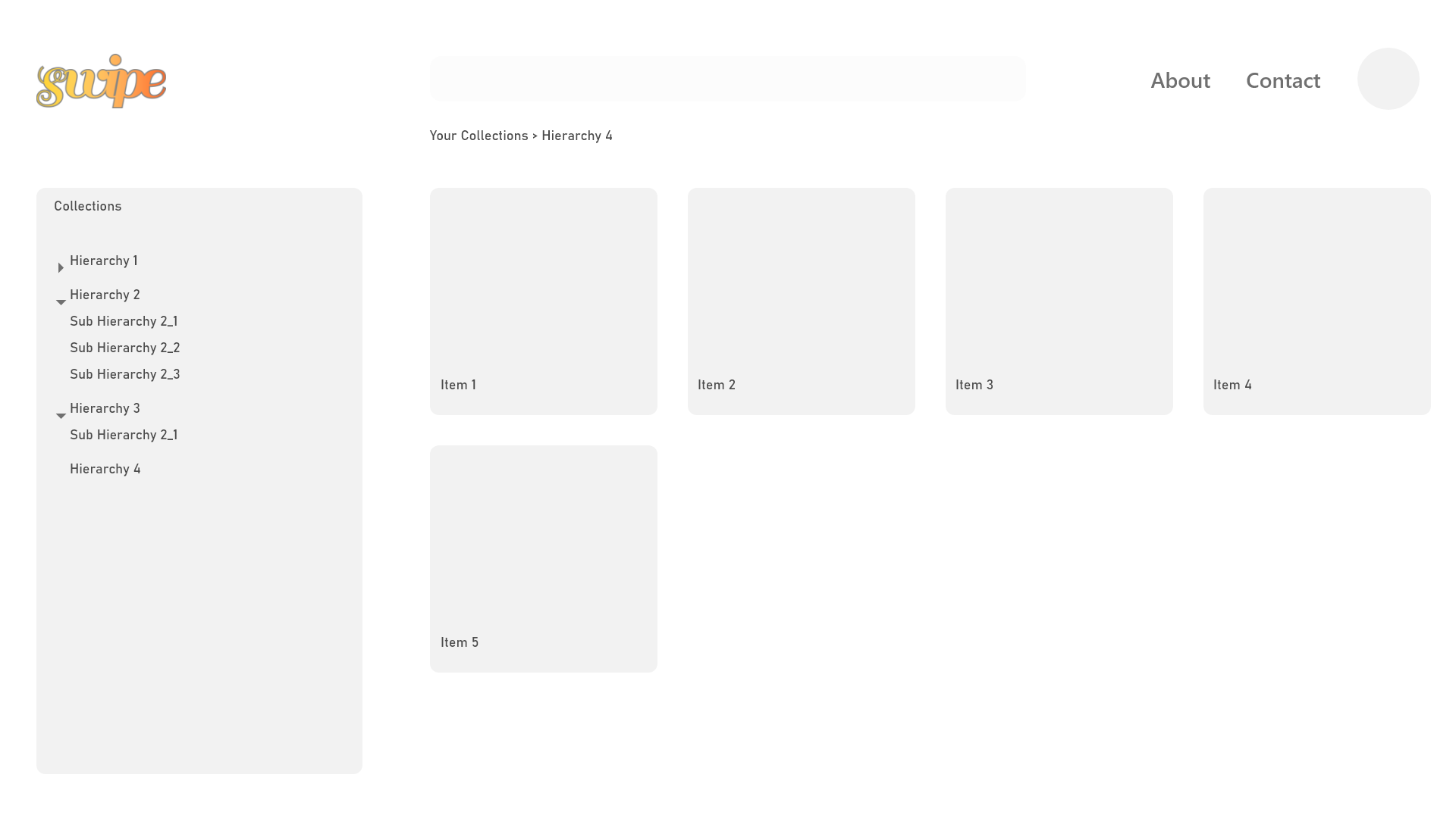 Wireframe of the Collections component of Swipe