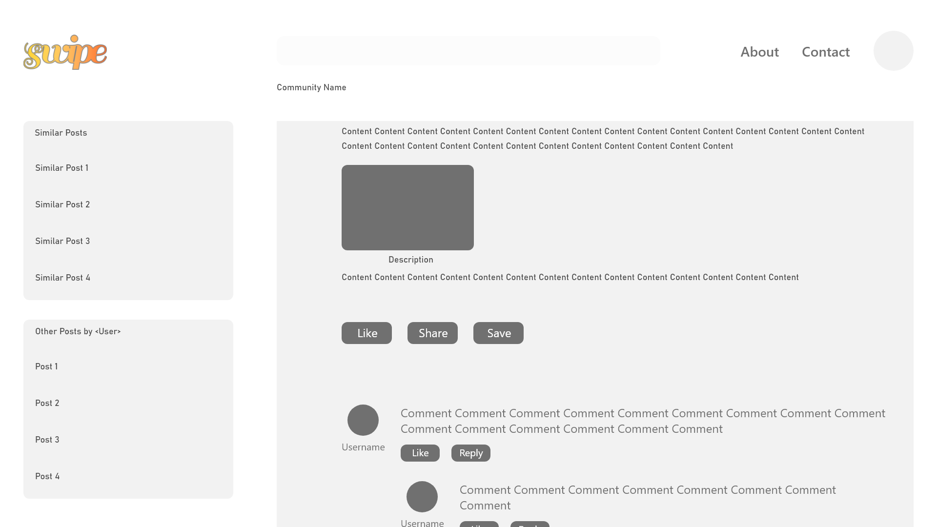 Wireframe for viewing posts