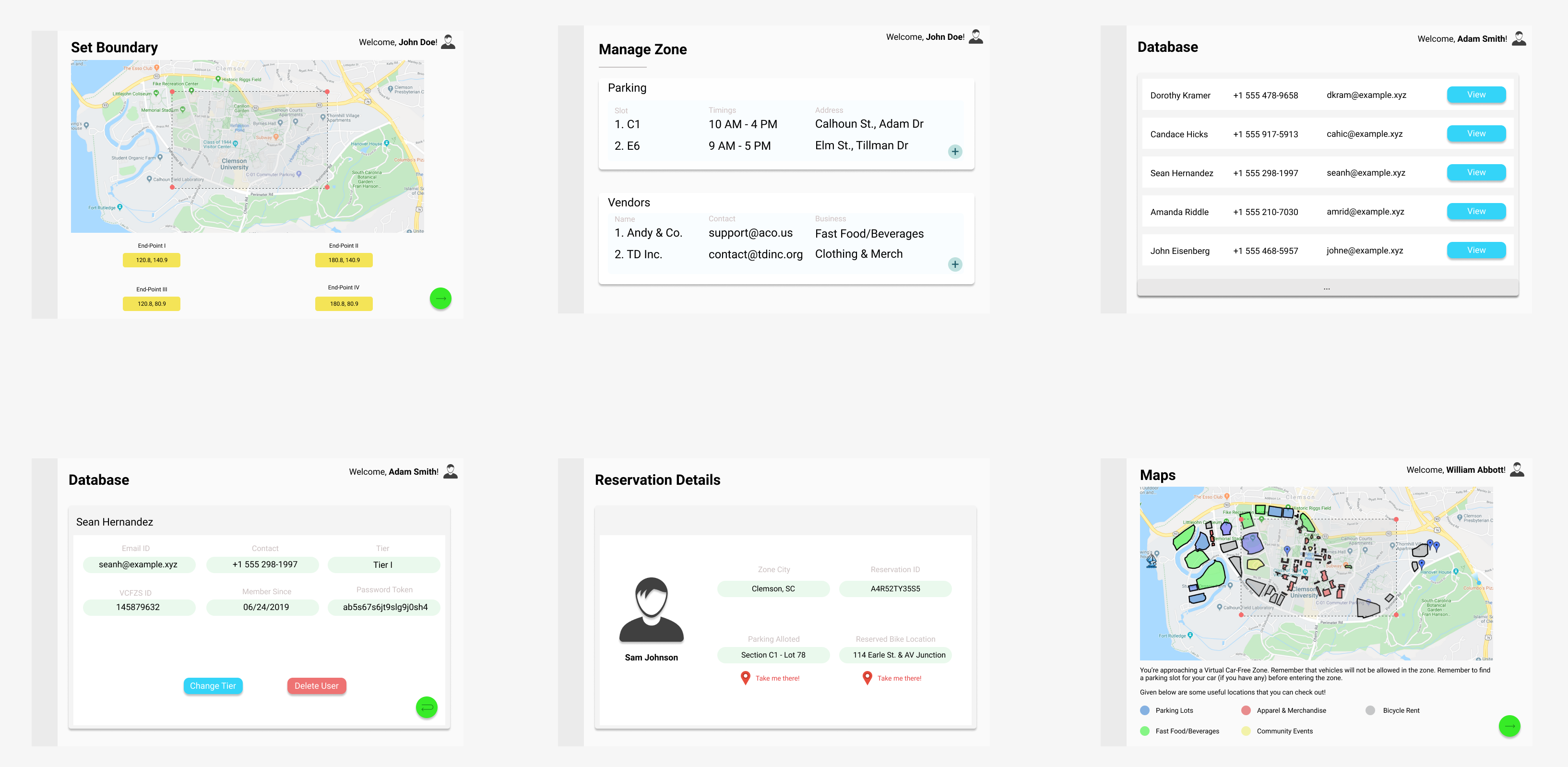 A collection of screens showing the UI